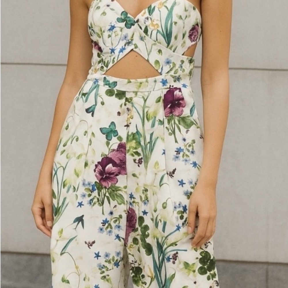 L'ATISTE Floral Cut-Out Jumpsuit